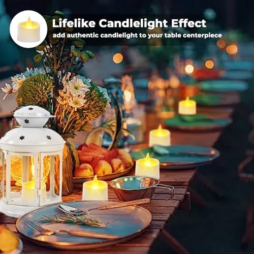 Realistic Flameless LED Tea Lights - Battery-Powered Dancing Flame Candles for Weddings, Halloween, Votives | Safe Child-Resistant, Flickering Ambiance Decor (White Base, 100 Pack) - Image 7