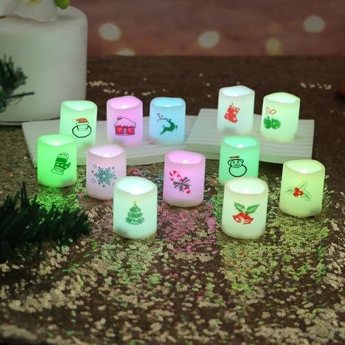 Christmas Color Changing Battery Operated Flameless Votive Candles 12 PCS - Image 3