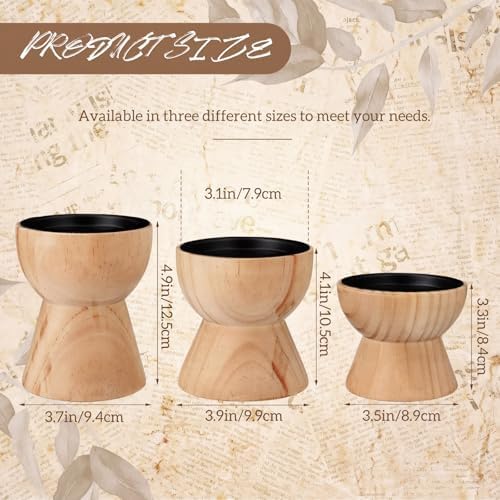 Mifoci 3 Pcs Farmhouse Wooden Candle Holders Pillar Set, Table Mantel Decor - Image 2
