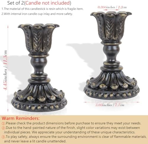 2Pcs Vintage Black Candle Holders,European Style Candlesticks Holder - Image 2