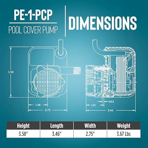 Little Giant PE-1-PCP, 115V, 170 GPH Manual Pool Cover Pump, 25' Cord