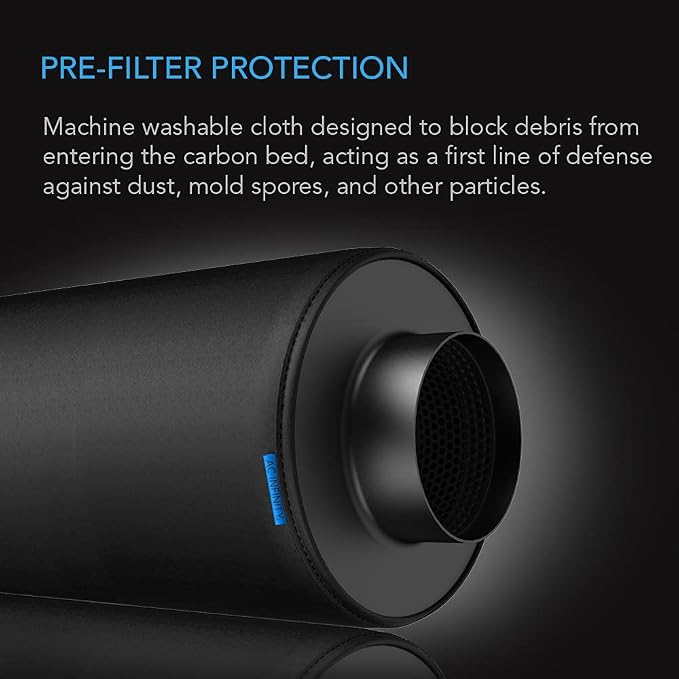 AC Infinity Pre-Filter Cloth 4”, Replacement Inline Filter Sleeve 2-Pack. | Fits 4” Carbon Filters for Odor Control in Grow Tents, Indoor Gardening, Hydroponics