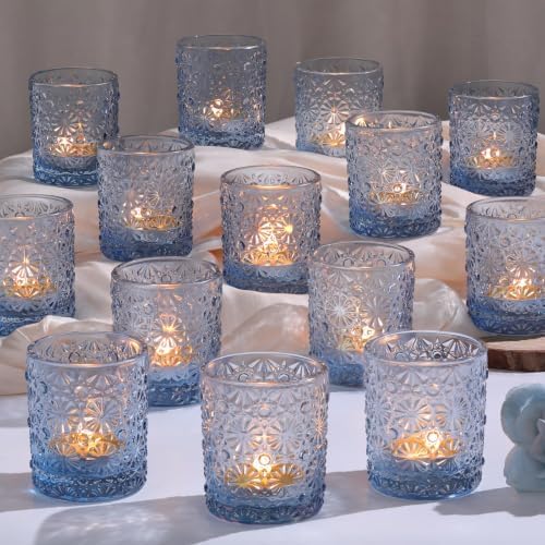 Lanttu 36 Pack Blue Votive Candle Holder 2.2ʺ*2.6ʺ Tealight Candle Holders by Lanttu