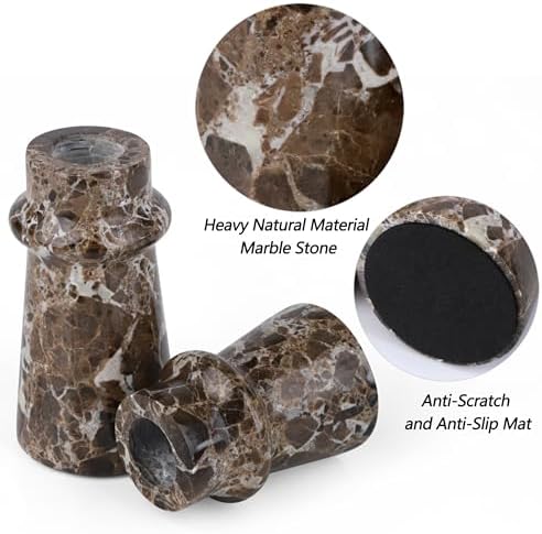 Vixdonos Marble Candle Holder Set of 2 Taper Candle Candlestick Mantle Candle Stand for Home Decor,Wedding,Party and Table Centerpieces(Brown) - Image 3