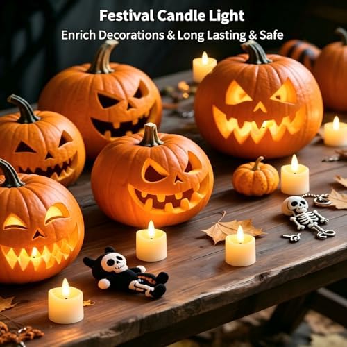 Rechargeable Flameless Tea Light Candles with Timer Remote, 1.5"x2.2" Electric Fake Flickering Votive Candles for Anniversary Wedding Centerpiece Table Decor Funeral Halloween Christmas (6 Pack) - Image 2