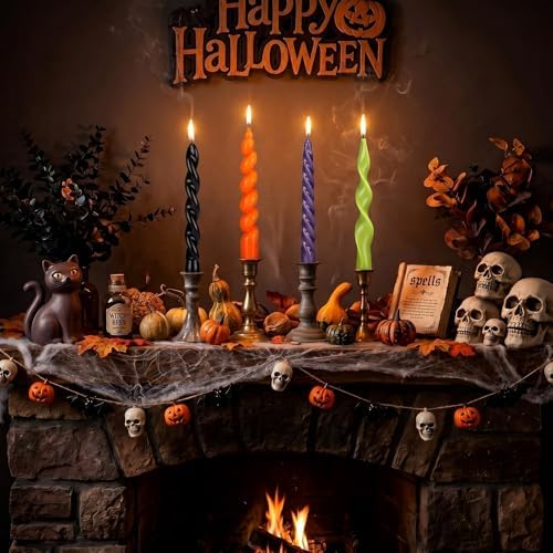 Nuanchu 4 Pcs Twisted Taper Candles,7.87 Inch,Pure,Halloween Purple - Image 5
