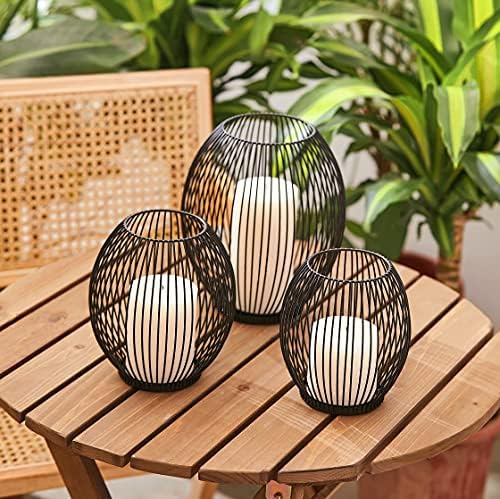 OLEEK Small Outdoor Candle Holders for Patio - Pillar Candle Holder - Black Wire Candle Holder for Table Centerpiece - Iron Lantern Decorative Candles - Farmhouse Decor Fireplace Metal Candle Holders - Image 6