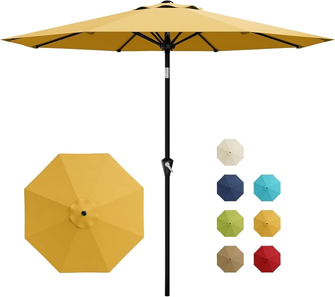 Garvee 9FT Patio Umbrella - Outdoor Table Umbrella with Smooth Crank Lift, Push Button Tilt and 8 Sturdy Ribs - Market Umbrella UV Protection Waterproof for Pool, Deck, Yard, Garden