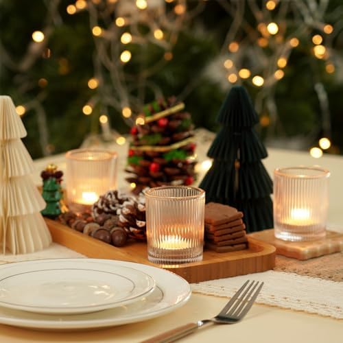 Homemory 24 Pcs Glass Votive Candle Holders, Clear Tealight Candle Holder, Vintage Candle Holders Bulk for Table Centerpieces, Christmas, Baby Shower, Birthday, Wedding - Image 4