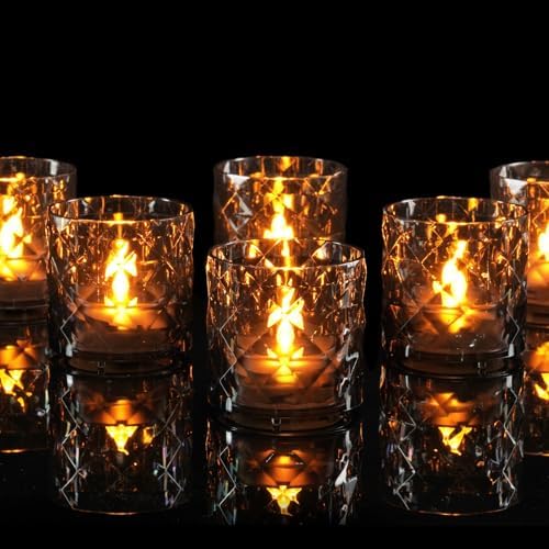 Homemory Black Acrylic Votive Candle & Holders with Auto Timer, 6 Pack by Homemory