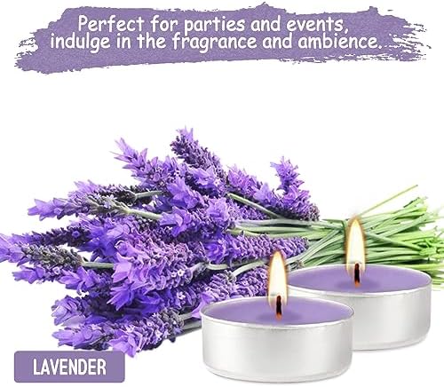 Purple Lavender Scented Tealight Candles - Giant 100 Pack Candles -Smokeless, 4 Hour Burn - Gift Set for Valentine's Day, Christmas, Weddings Centerpiece & Home Decor - Image 4