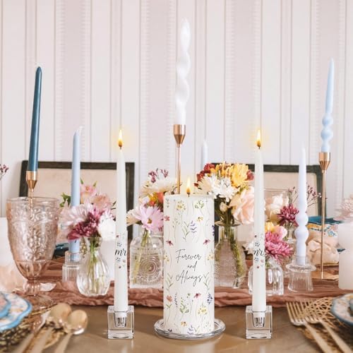 Irenare Unity Candles for Wedding Ceremony with Holder,Wildflower - Image 4