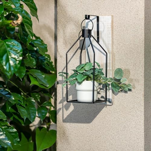 Candle Sconces Wall Decor: Set of 2 Farmhouse Wood Candle Holder Indoor Black Metal Lantern Rustic Decorations for Living Room Front Porch Yard - Image 4