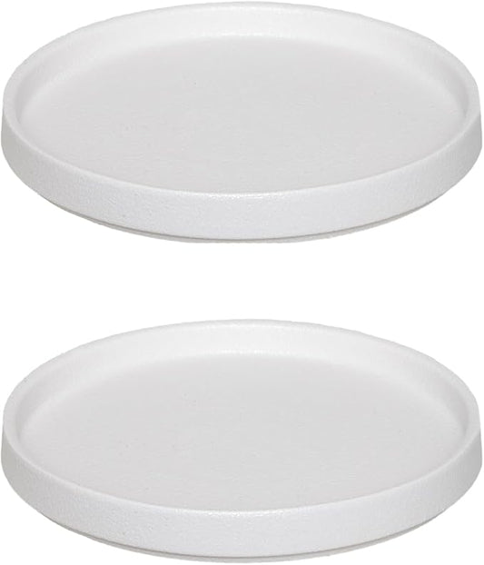 2 Pack Plant Water Catcher Tray - 7 Inch Ceramic Plant Saucer for Indoors/Outdoors, Round Flower Pot Saucer Plant Pot Saucer Plant Drip Trays for Potted Plants Drainage(Frosted White)