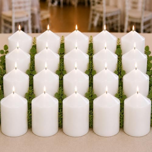 Pillar Candles White Bulk 2x3 Inch Unscented Candle for Votive 20Pack by ugbem