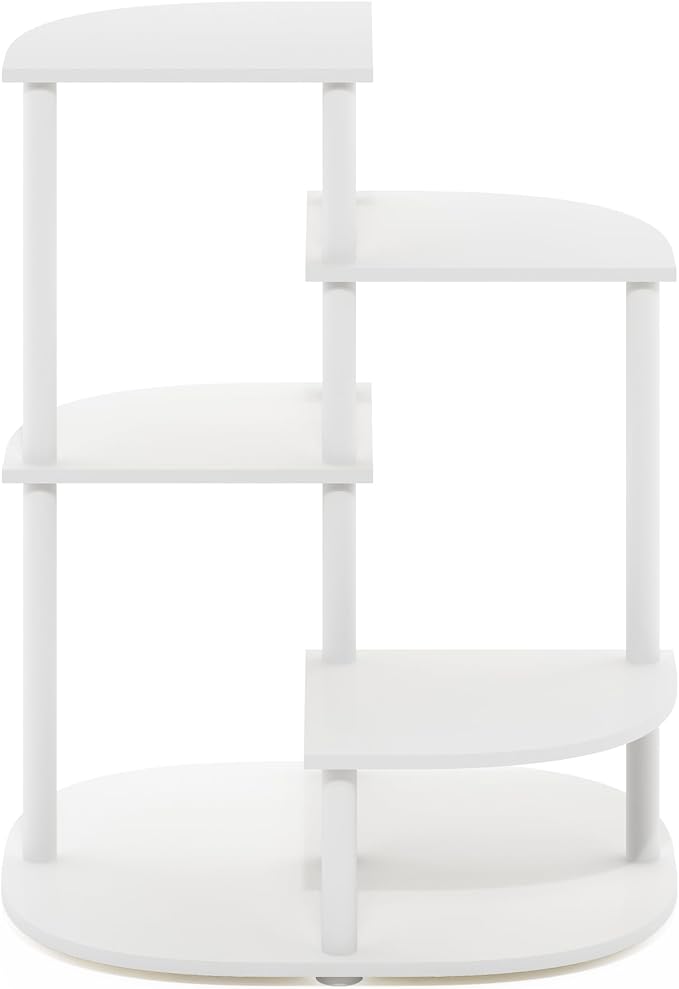 Furinno Celuka 4-Tier Indoor Outdoor Plant Stand Plant Shelf Corner Display Rack for Multiple Plants, White/Virgin White