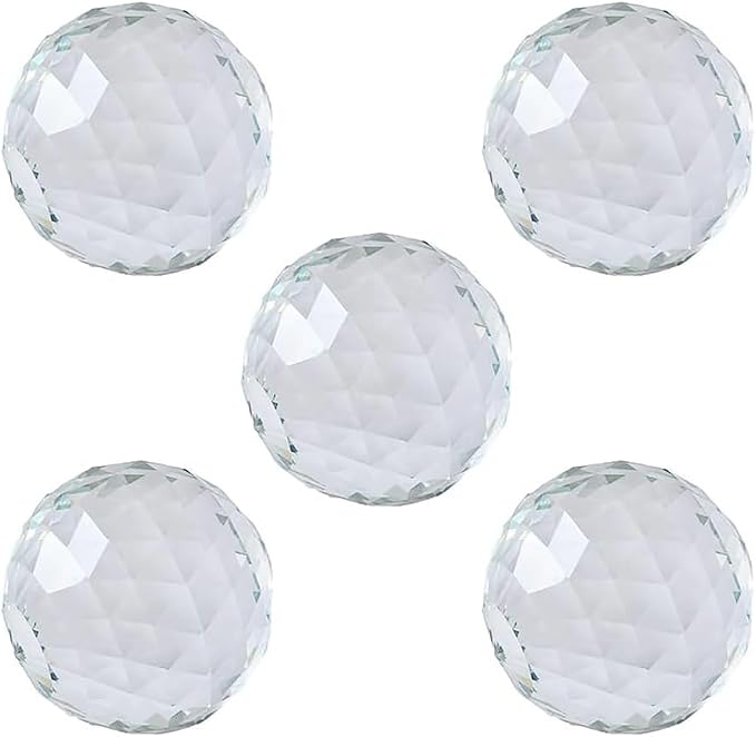 5pcs Clear Cut Crystal Sphere 50mm Faceted Gazing Ball Glass Ball Prisms Suncatcher Home Hotel Photography Décor