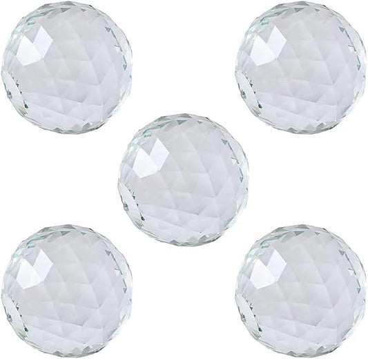 5pcs Clear Cut Crystal Sphere 50mm Faceted Gazing Ball Glass Ball Prisms Suncatcher Home Hotel Photography Décor