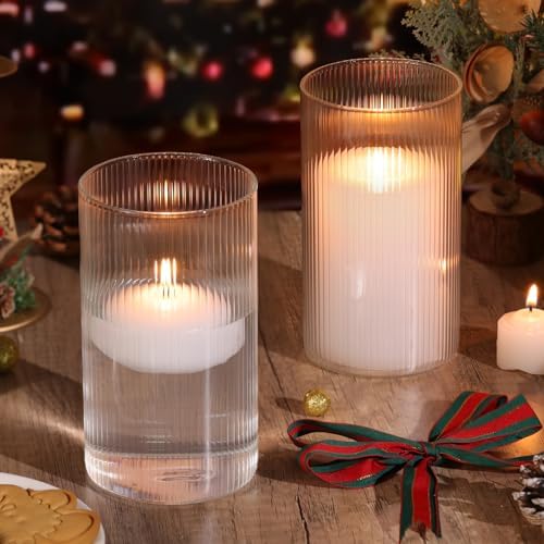 6 Inch Clear Glass Ribbed Cylinder Vases for Centerpieces, Pack of 6 - Image 6
