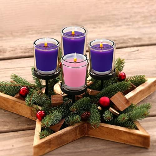 12 Packs Advent Candles with Clear Glass Holder, 9 Purple and 3 Pink Votive Candles, Unscented Seasonal Celebration Candles for Christmas Table Decoration, 1.8oz, KFUS-12VOT-ZIFEN - Image 5