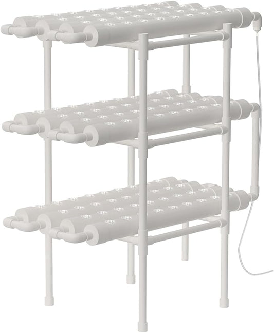 Hydroponics Growing System Kit,3 Levels 108 Sites/Hydroponic Planting Vegetables,Herbs Garden Tools,with Pump,Timer,Nest Basket,Growth Sponge,for Gardening(White)