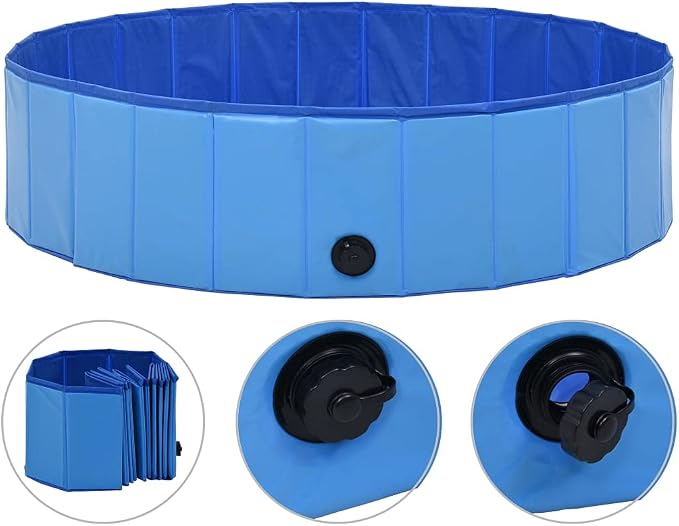vidaXL Foldable Dog Swimming Pool PVC Animal Pet Folding Red/Blue Multi Sizes