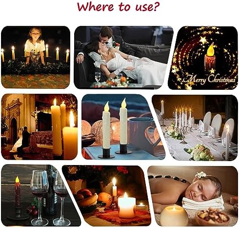 CVHOMEDECO. Real Wax Hand Dipped Battery Operated LED Timer Taper Candles Country Primitive Flameless Lights Décor, 6-3/4 Inch, Ivory, 2 PCS in a Package - Image 5