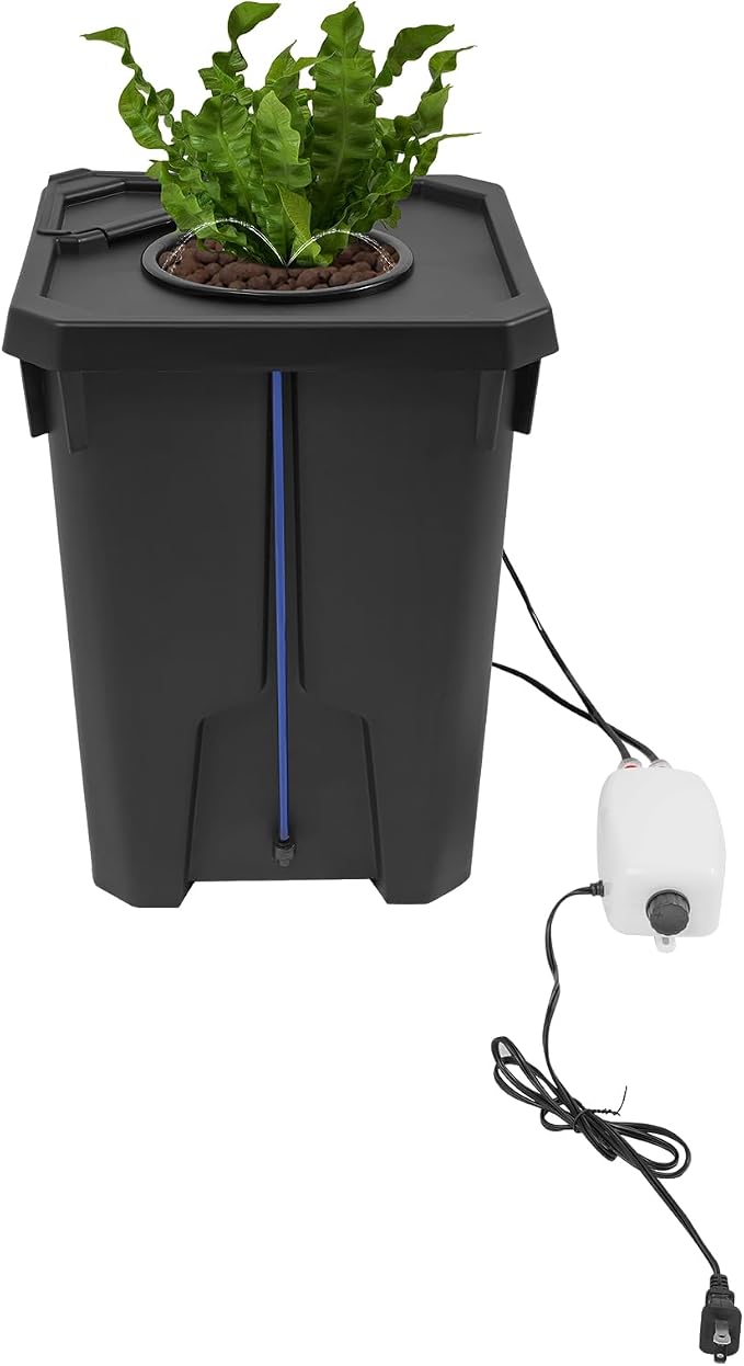 Hydroponics Growing System Kit, 7 Gallon Deep Water Culture Growing Bucket, Indoor Outdoor Recirculating Drip Garden System with Air Pump, Hose&Clay Pebbles for Leafy Vegetables
