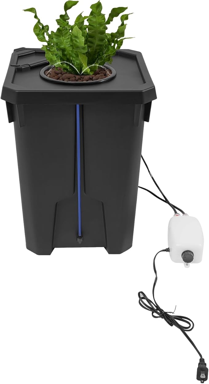 Hydroponics Growing System with Top Drip Kit, 7 Gallon Deep Water Culture Bucket System with Air Pump&Hose, Recirculating Drip Garden System (1pcs)
