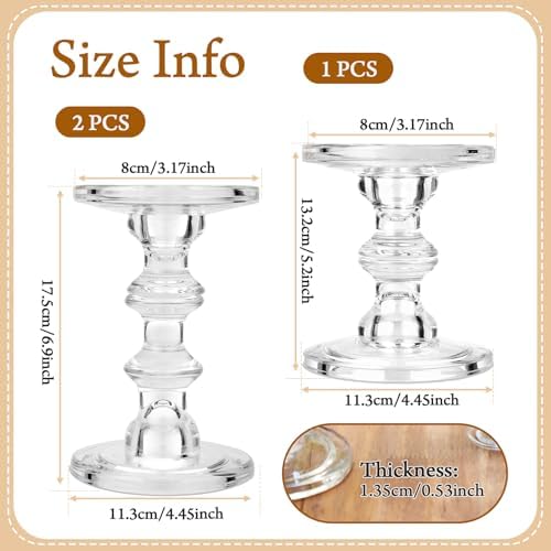 CHILL RECIPE Glass Candle Holder Set of 3, Big Heavy Tall Crystal Candlestick Holder for Pillar Candles Taper Candles, Christmas Decoration Wedding Table Dinning Church Centerpiece - Image 2