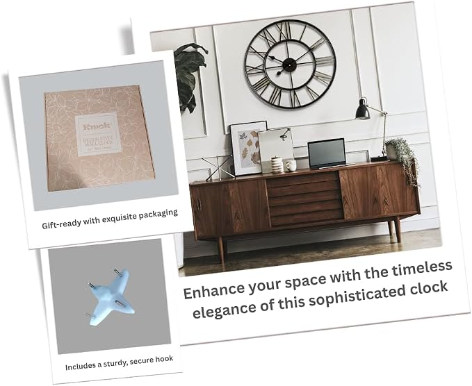 23.5" Bronze Roman Numeral Wall Clock, Silent | Indoor/Outdoor, Waterproof, Battery Operated, Brush Finish