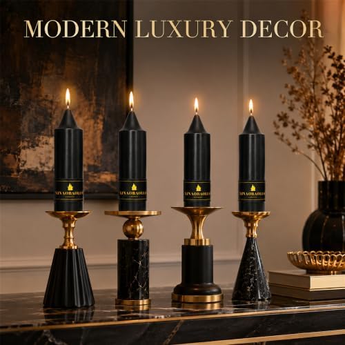 5 Inch Short Black Taper Candles 4 Pack, Gothic Halloween Decor - Image 6