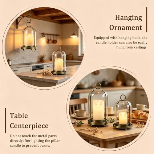 Glass Hurricane Candle Holder Decorative Gold Candle Lantern - Image 5