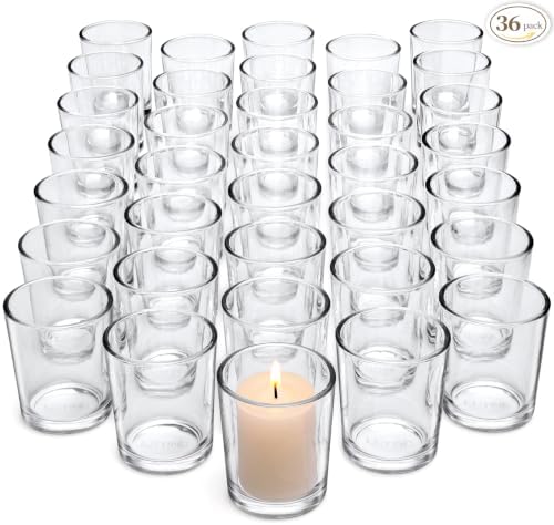 Letine 36-Pack Votive Candle Holders - Clear Glass Tea Light Holders - Glass Floating Candle Holder Bulk for Wedding Centerpieces, Home Table Decor, Proposal, Christmas & Summer Parties by LETINE