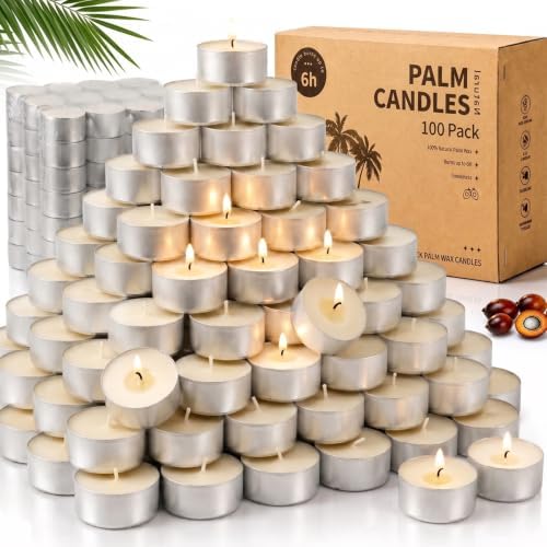 Tea Lights Candles 100 Pack, 6-7 Hour Long Burning Tealight Candles Bulk by VERLENS