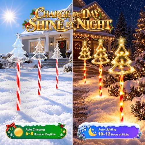 KOOPER 10 Pack Solar Christmas Tree Candy Stake Lights, 10 Modes Xmas Decor - Image 6