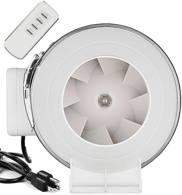 modunful 4 Inch Duct Fan with Speed-Contral Remote Inline Ventilation Exhaust Fan 3-pin, Fan for Grow Tent