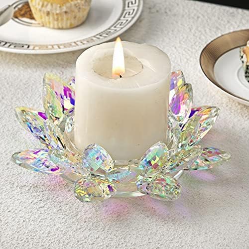 Crystal Lotus Candle Holder Tealight Pillar Candle Plate Candlestick by QFkris