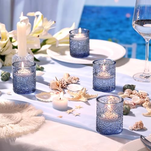 Volens 24pcs Blue Votive Candle Holders for Table Centerpiece, 2.16"x2.65"H - Image 3