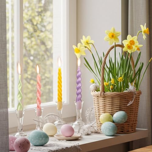 Nuanchu 4 Pcs Twisted Taper Candles,7.87 Inch,Pure,Pastel Color - Image 6