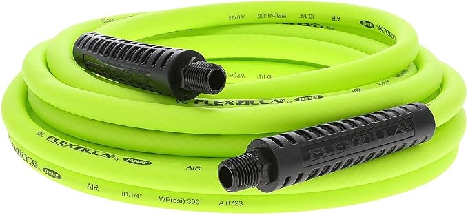 Flexzilla Air Compressor Hose, 1/4 in. x 25 ft., 1/4 in. MNPT Fittings, No-Kink, All Weather, Lightweight, Premium Hybrid Polymer, 300 PSI, ZillaGreen
