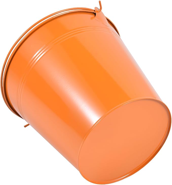 OBTANIM 7 Pack Orange Metal Buckets with Handle Galvanized Ice Pails for Plants, Succulents, Party Favors Organizing, Rustic Home Decor or Classrooms Pencil Storage (7.1 x 5.2 inch)
