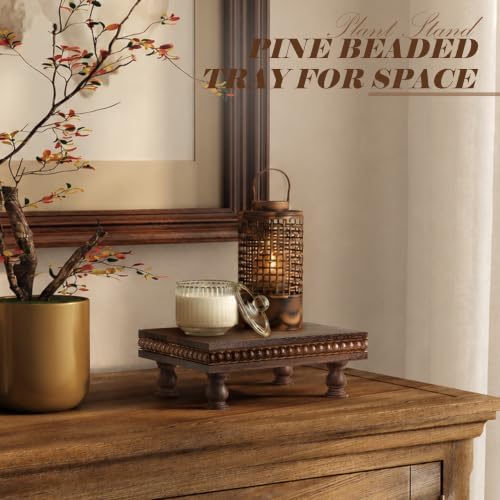 EOSAHR Acacia Wood Riser: Pedestal Stand for Home Decor, DarkBrown - Image 5