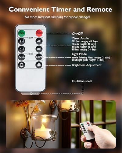 Homemory 12-Pack Remote Flameless LED Battery Tea Light Candles, 400+Hrs - Image 4