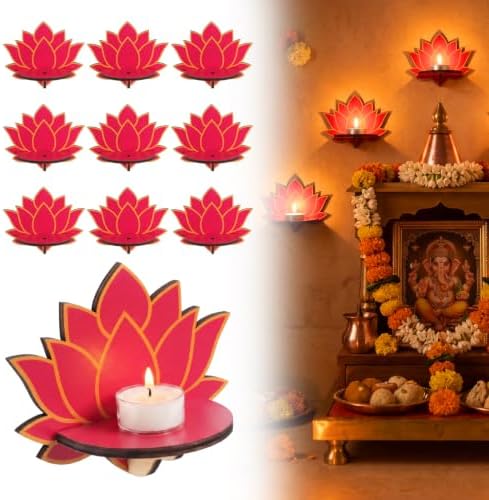 Alphatool 12 Pcs Lotus Wall Diya Holders for Home Pooja Decor by Alphatool