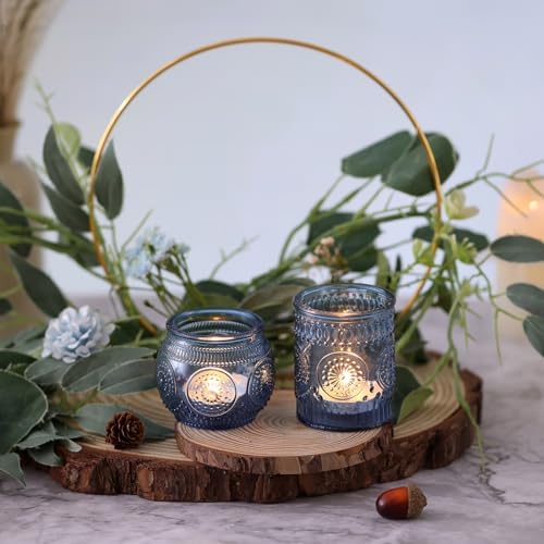 DARJEN Blue Votive Candle Holders Set of 36 - Votive Candle Holders Bulk, Glass Candle Holder for Party Decoration, Tea Lights Candle Holders for Wedding - Image 5