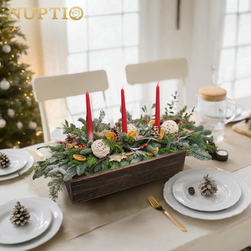 NUPTIO Wooden Flower Box Centerpieces, Rectangle, 11.8" Long, Brown, 6 Pcs - Image 6