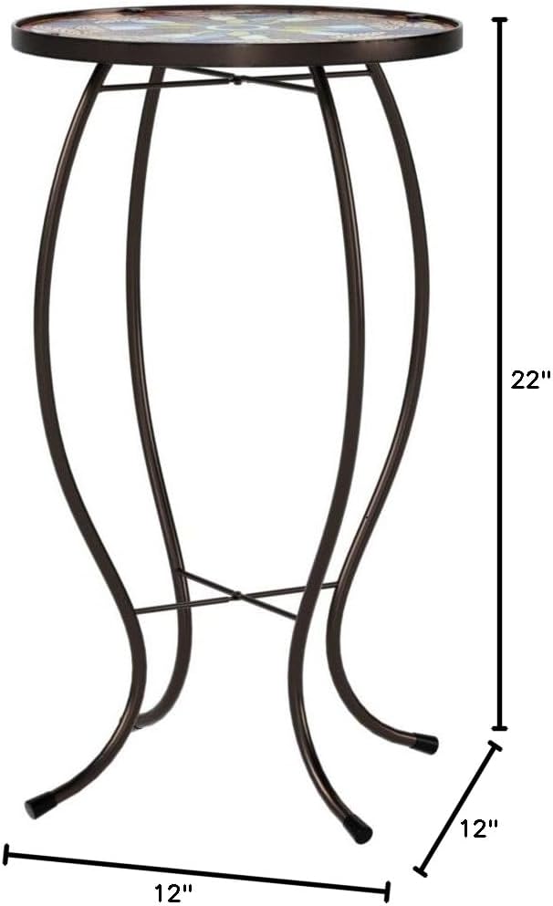 Evergreen Flag & Garden Tiffany-Inspired Dragonfly Side Table Indoor Outdoor Side Tables for Your Patio, Lawn, Garden or Home Décor
