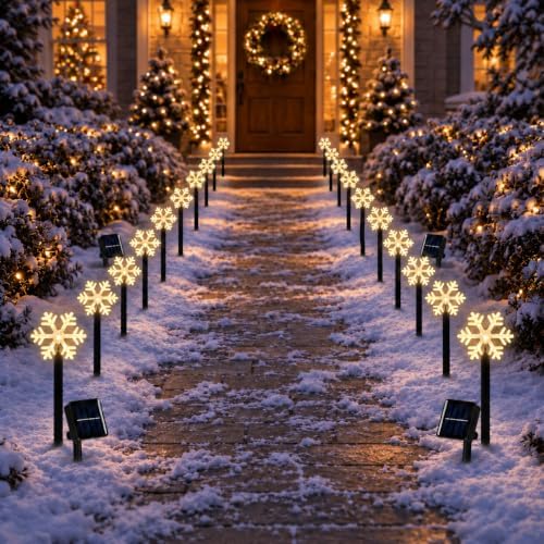 BRIGHTDECK Snowflake Solar Christmas Lights Outdoor, 20 Pack Yard Stakes by BRIGHTDECK