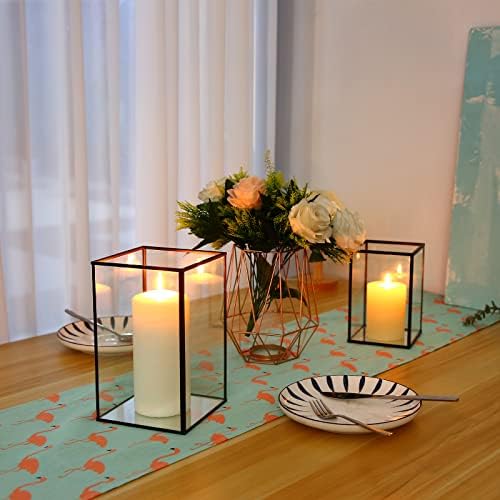 Phosphor Hurricane Camdle Holder Set of 2 Pieces, Black Glass Candle Holder for Wedding, Party, Holiday. - Image 6